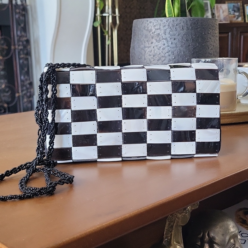 Stylish Black and White Checkered Women's Bag